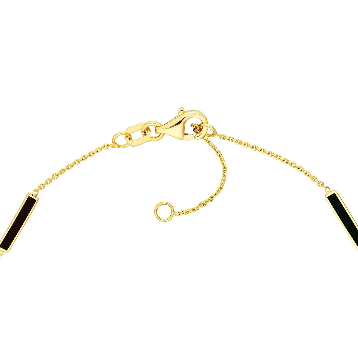 14K Gold Black Enamel Alternating Bar Bracelet