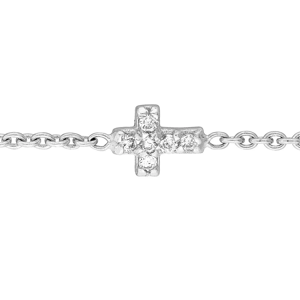 14K Gold Mini Diamond Cross Bolo Bracelet