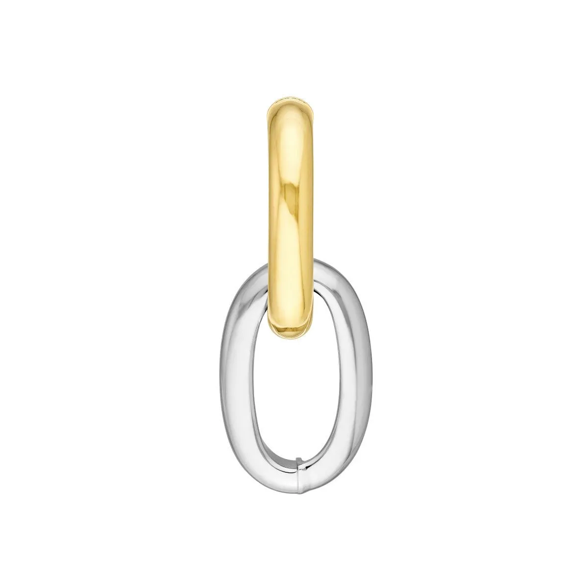 14K Two-Tone Gold Dangle Oval Hoop Earrings