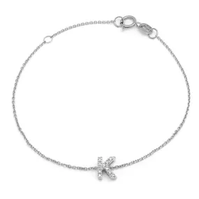 14K White Gold Diamond Initial "K" Bracelet