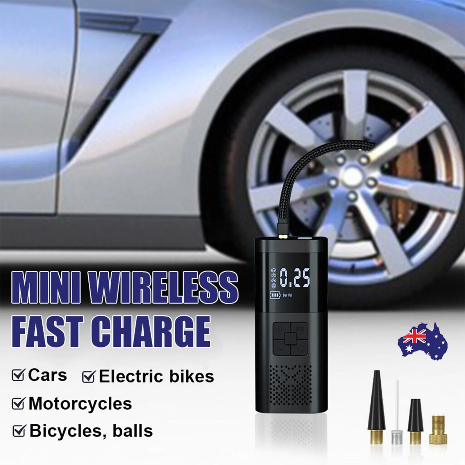 150PSI Portable Car Tire Inflator, LCD, SOS LED, 6000mAh