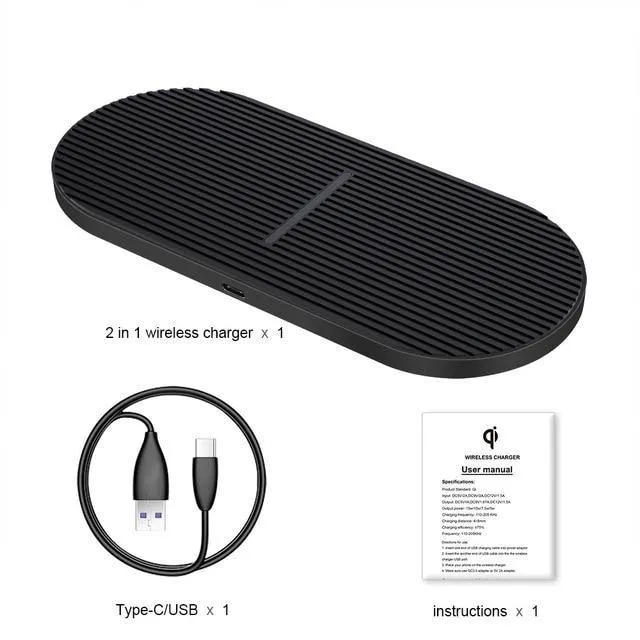 2 in 1 20W Dual Seat Qi Wireless Charger