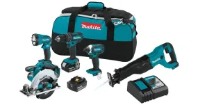 2021 Makita 18V LXT® Lithium-Ion Cordless 5-Pc. Combo Kit (3.0Ah) (XT505)