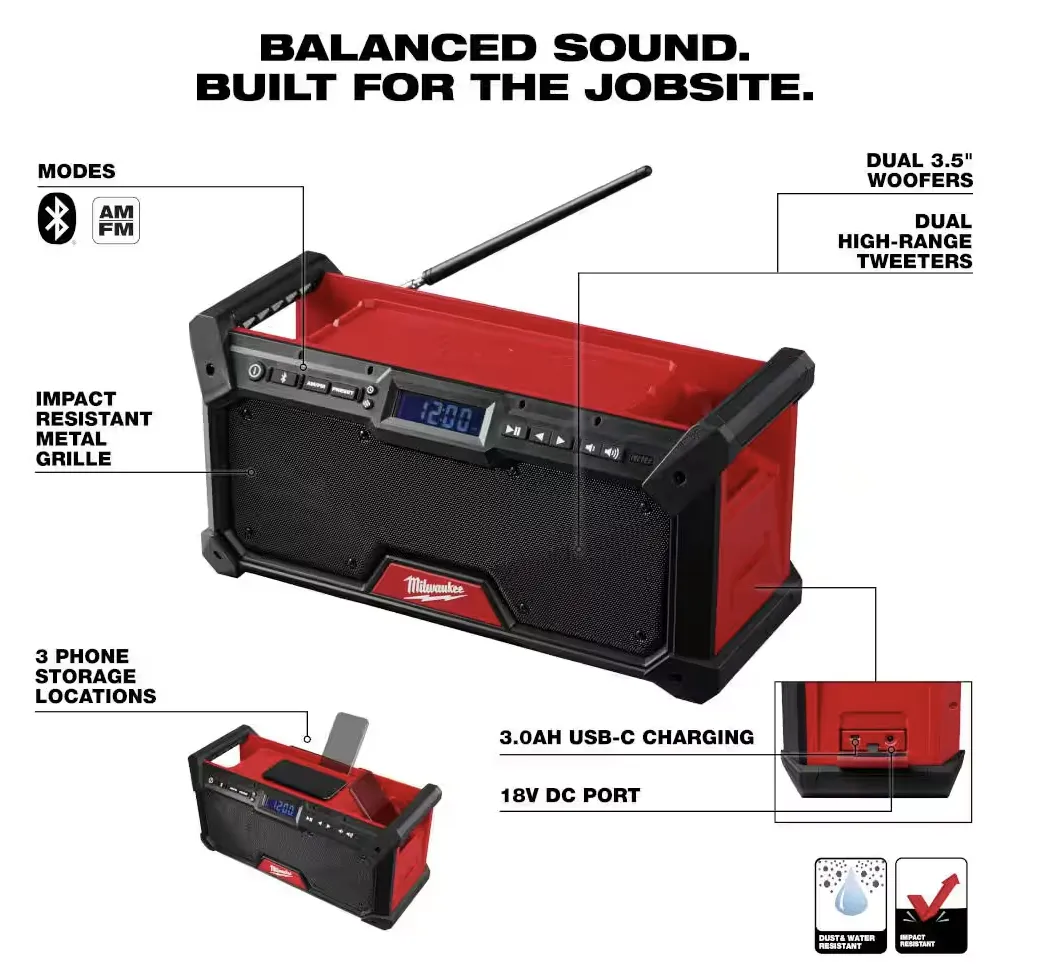 2952-20 Milwaukee M18 Fuel Jobsite Radio