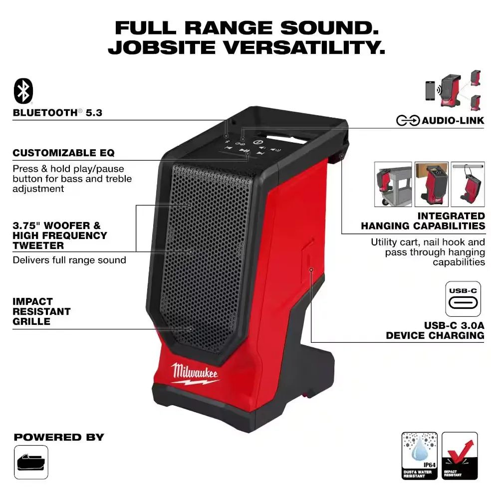 2954-20 Milwaukee M18 Fuel Bluetooth Jobsite Speaker