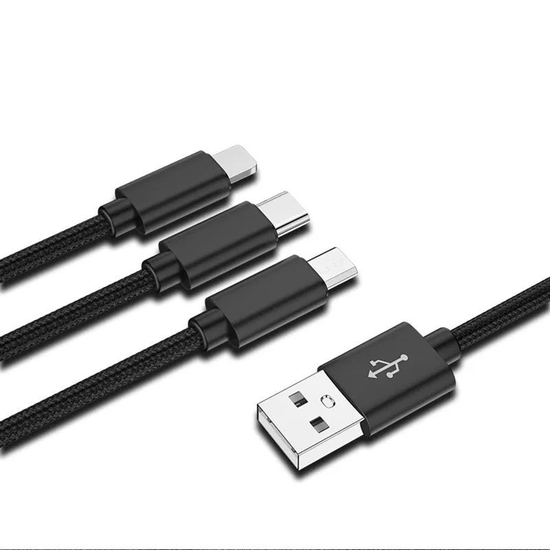 3-in-1 Multi Fast Universal USB Charging Cable Compatible for Type C/ iPhone IOS/ Android