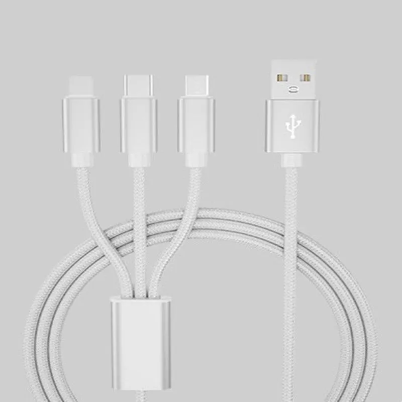 3-in-1 Multi Fast Universal USB Charging Cable Compatible for Type C/ iPhone IOS/ Android