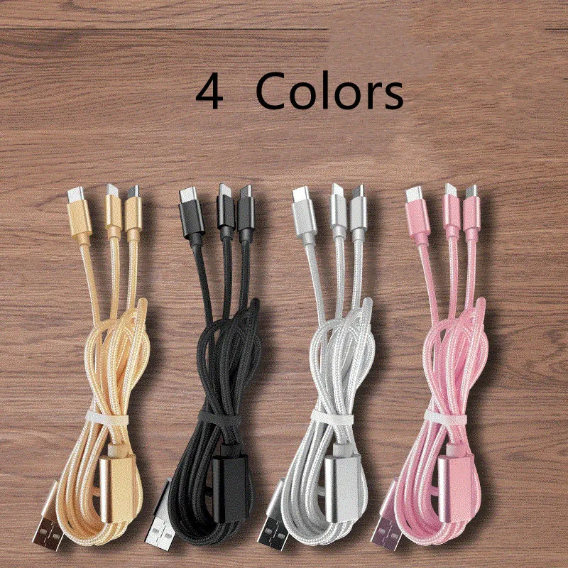 3-in-1 Multi Fast Universal USB Charging Cable Compatible for Type C/ iPhone IOS/ Android