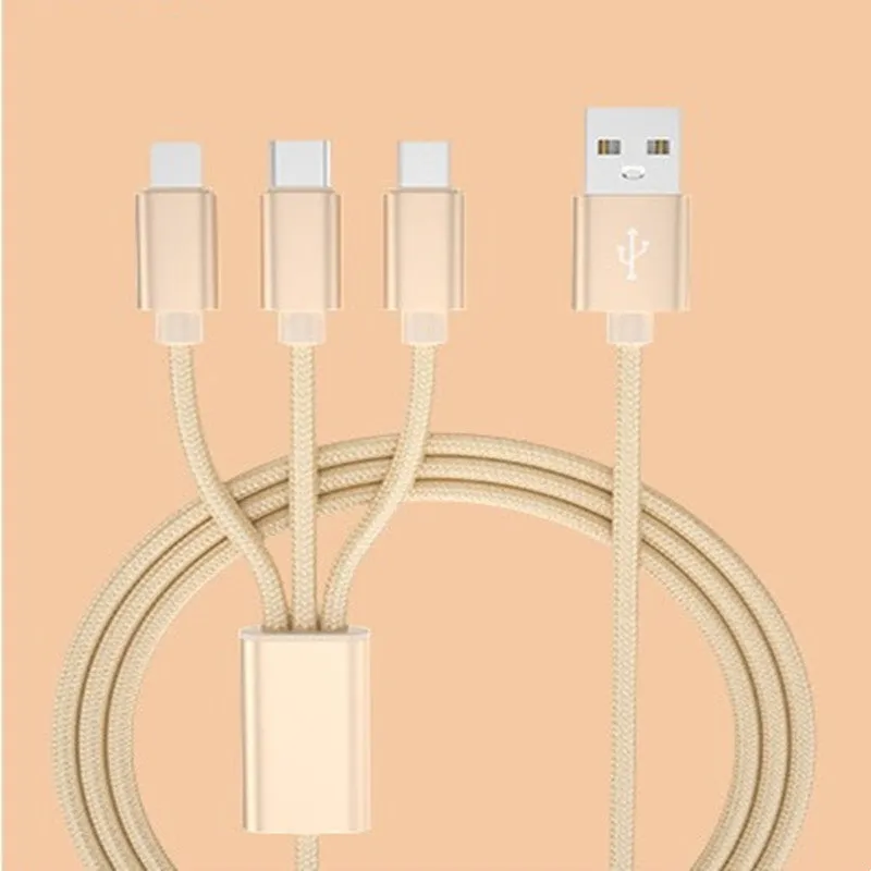 3-in-1 Multi Fast Universal USB Charging Cable Compatible for Type C/ iPhone IOS/ Android