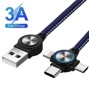 3 in 1 USB Cable for Mobile Phone Micro USB Type C 8 Pin Charging Cable Micro USB Charger Cord