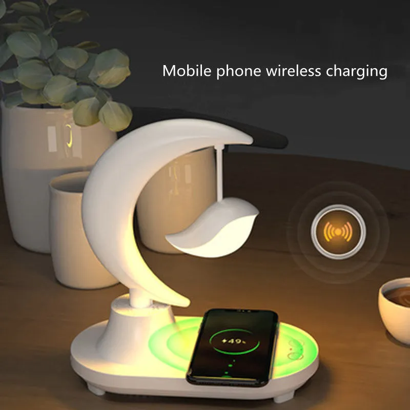 3 in1 Wireless Charger 5W Desk Lamp Wireless Speaker USB Dimmable 18650 battery Powered Star/Bird Romantic Colorful Night Light