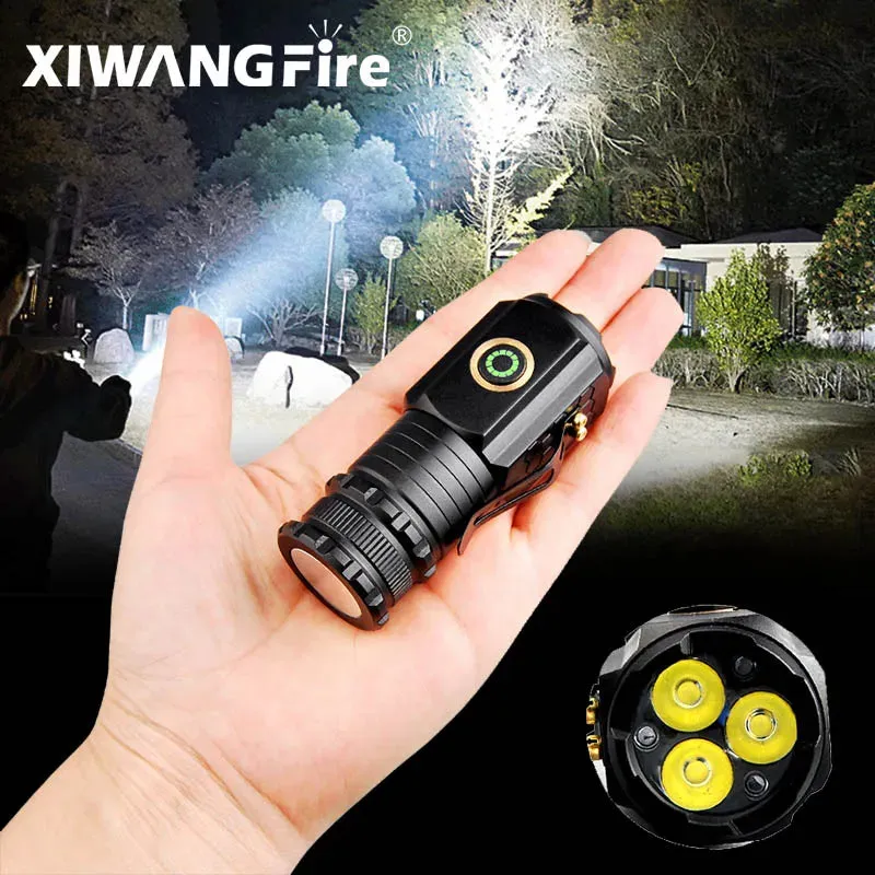 3 LED Flashlight 18350 Torch 1800LM ATR Luminus SST20 Rechargeable USB C Light IP68 Waterproof with Magnet for Hiking Camping