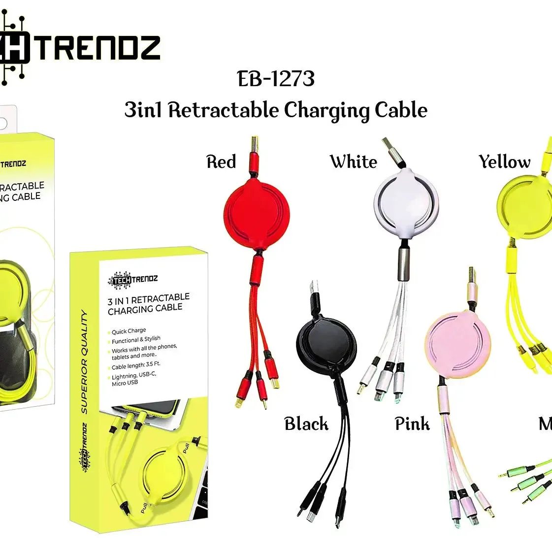 3in1 Retractable Charging Cable