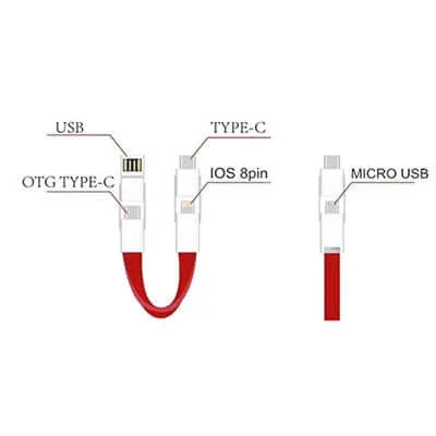 4 in 1 Magnetic Keychain USB Charging Cable