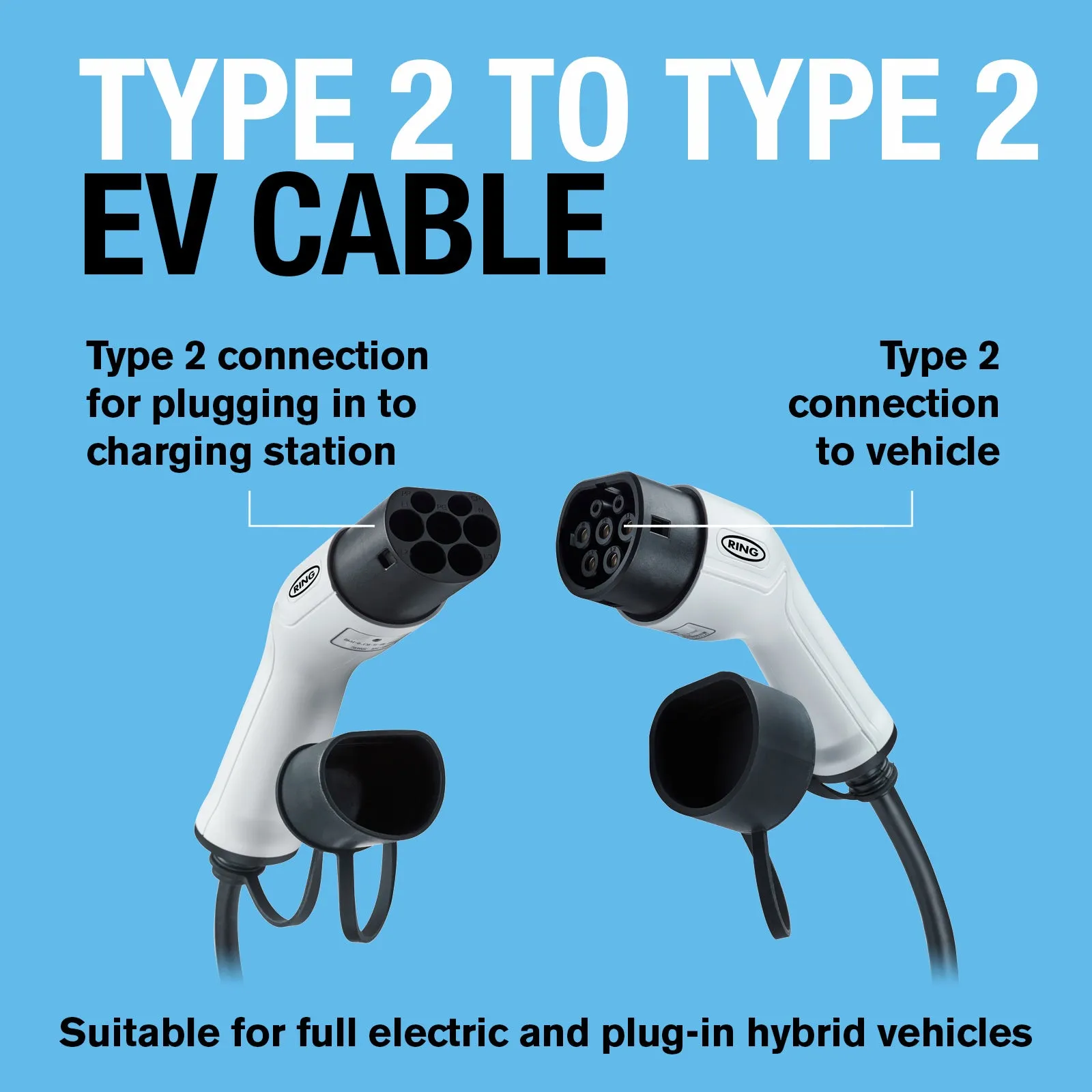 5 Metre 32A Type 2 to Type 2 EV Charging Cable