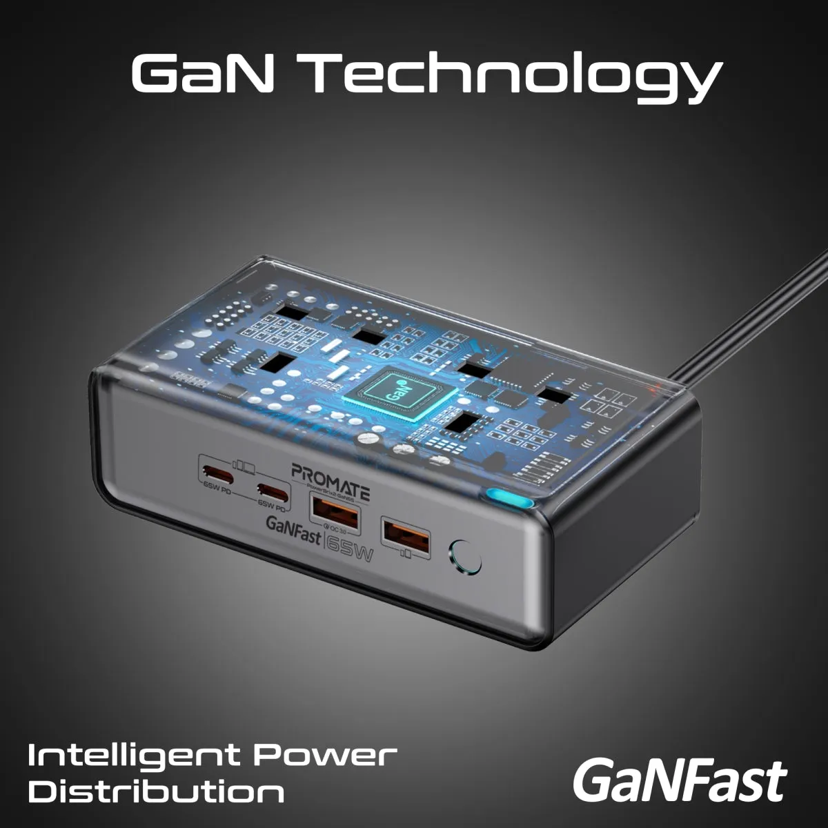 65W Power Delivery GaNFast™ Charging Station with 3250W Dual AC Socket