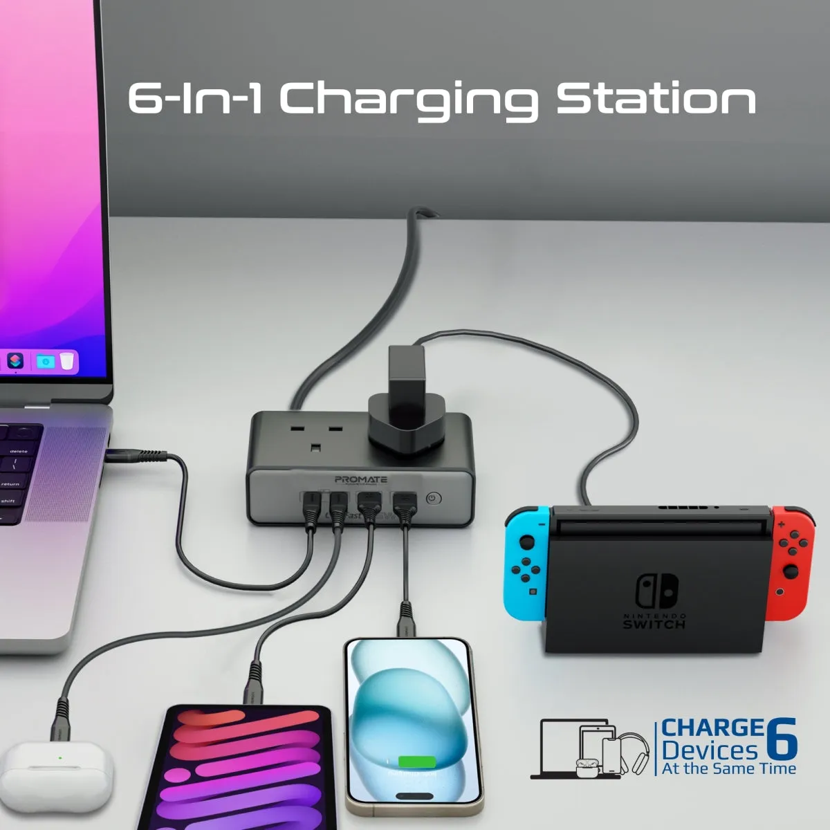 65W Power Delivery GaNFast™ Charging Station with 3250W Dual AC Socket