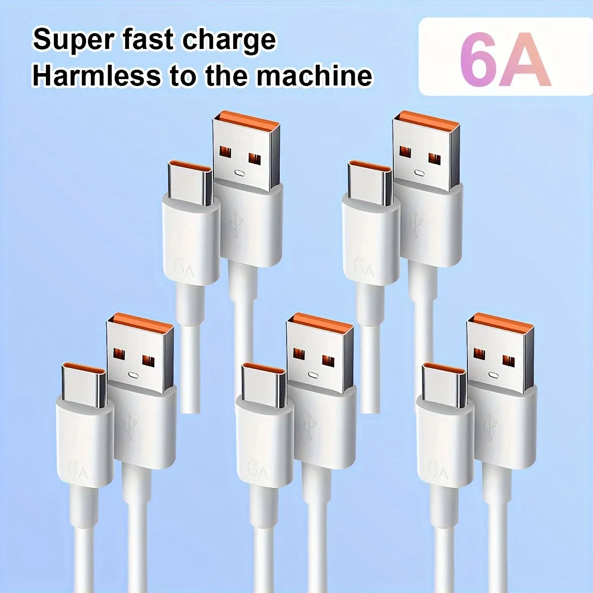 6A Fast Charging USB C Cable 1pc2pcs3pcs5pcs options