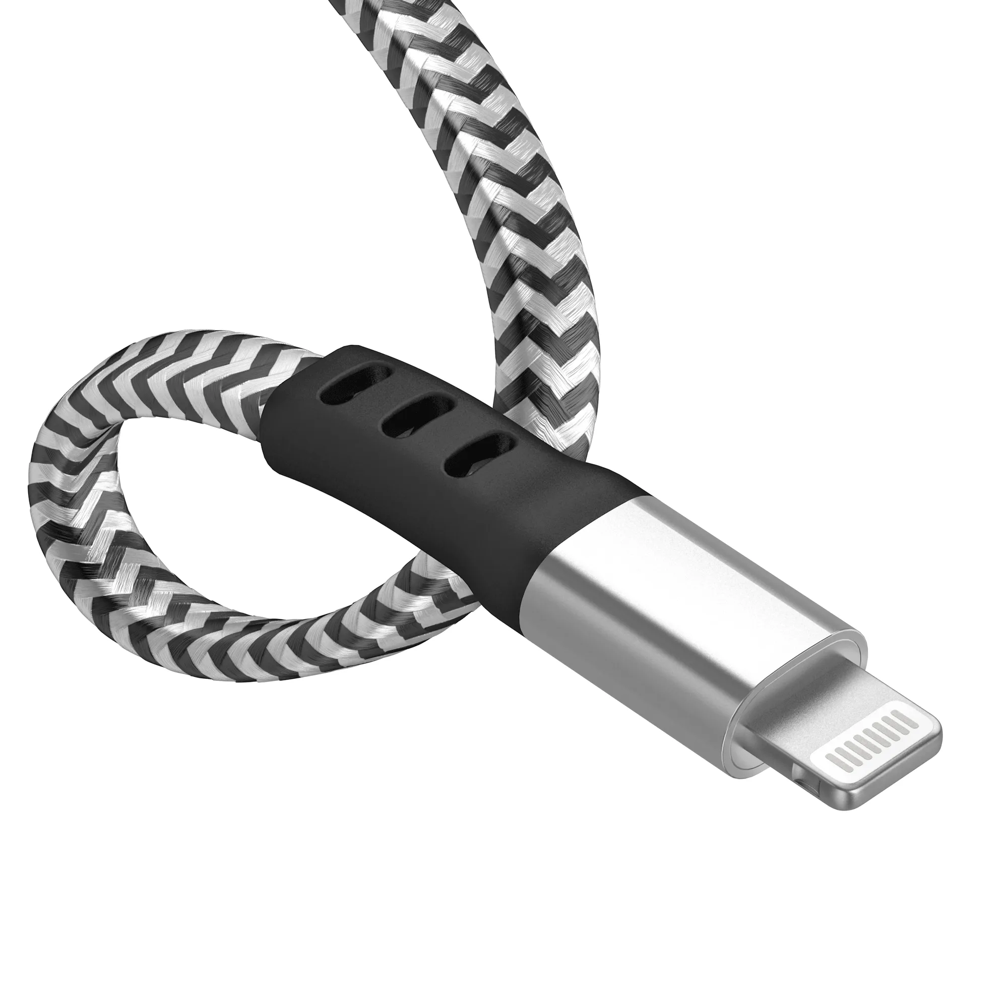 6ft Flat Nylon Braided Lightning Cable - Slate / Silver