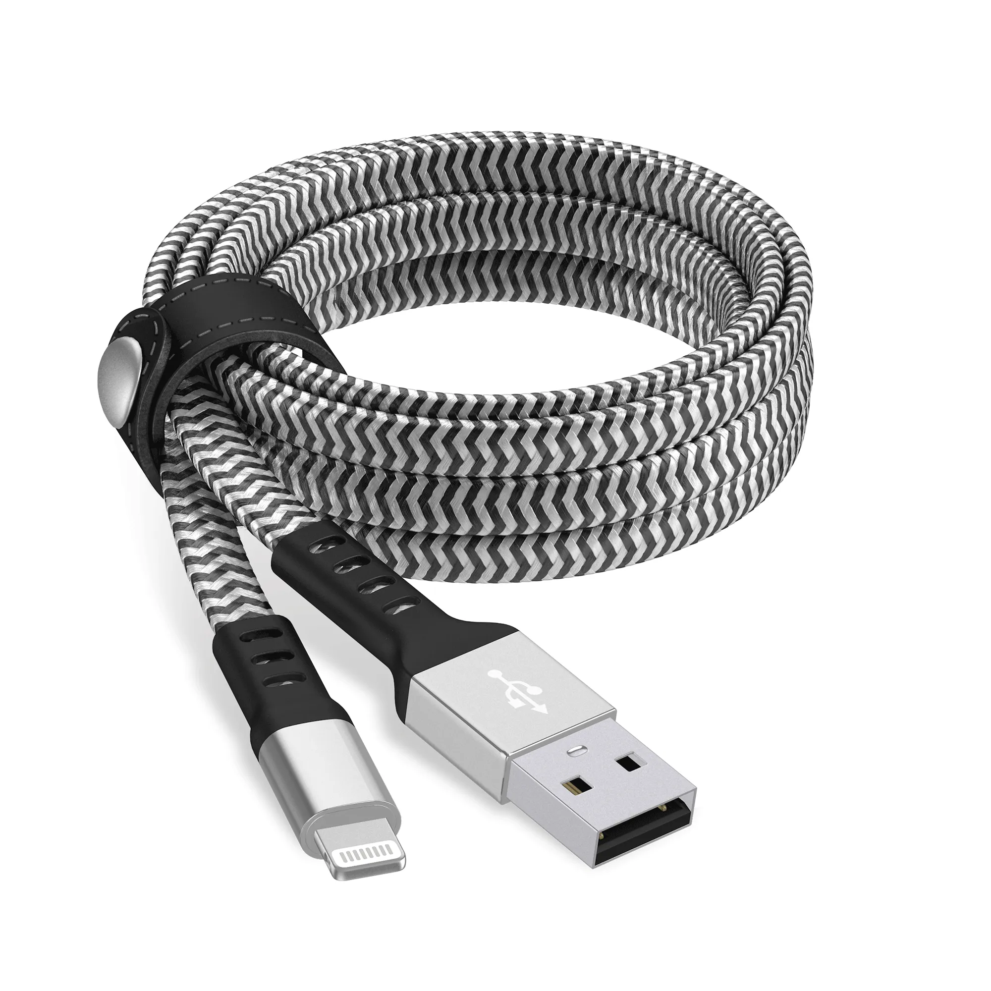 6ft Flat Nylon Braided Lightning Cable - Slate / Silver