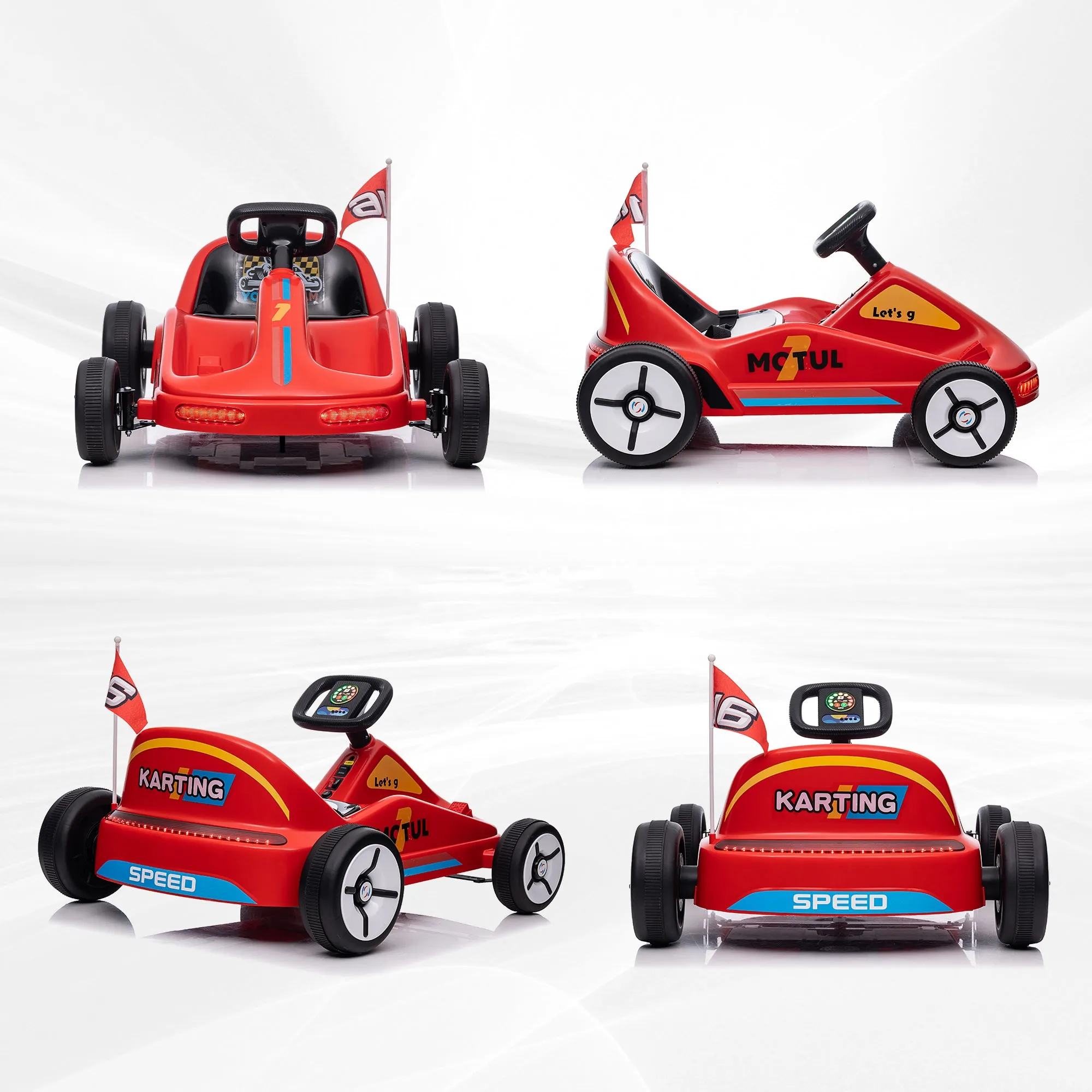 6V Electric Go Kart w/ Music, Light, Horn, for 3-5 Years, Red