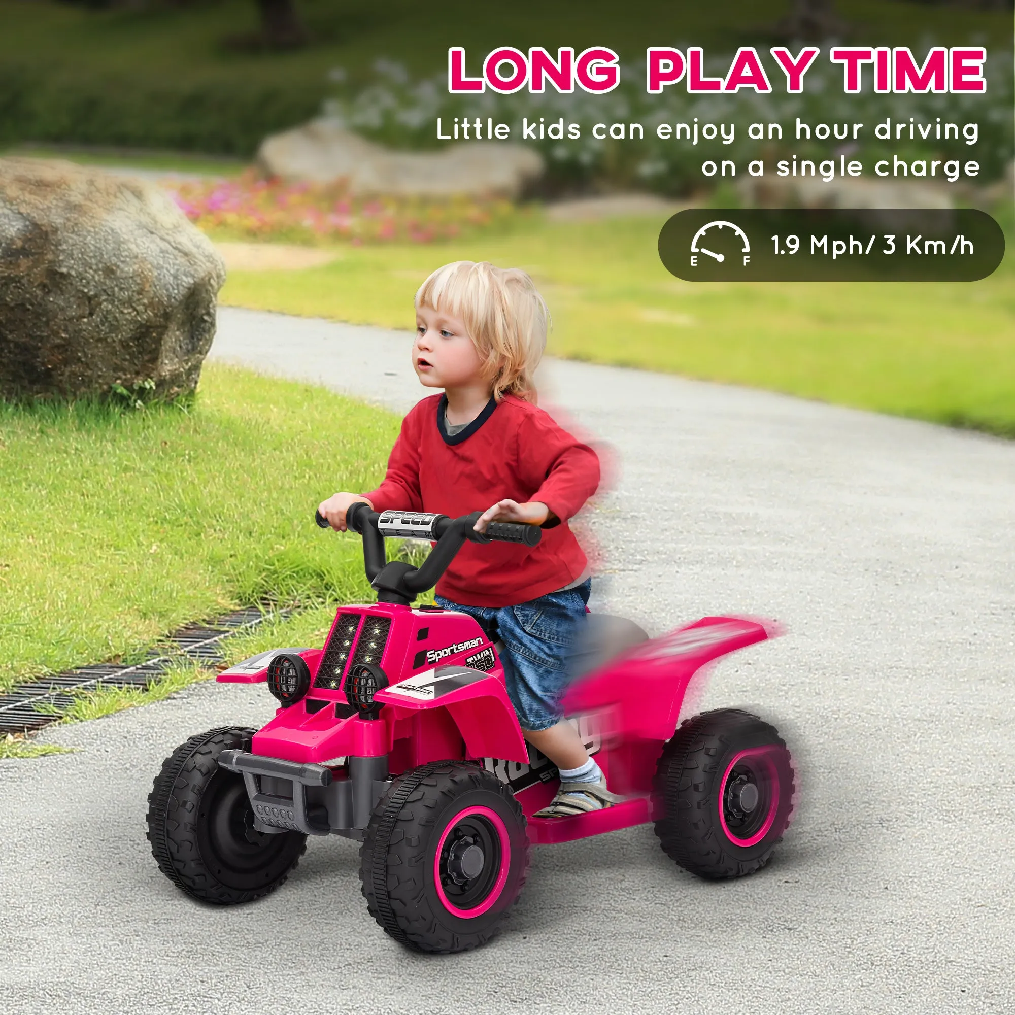 6V Electric Quad Bike for Kids w/ Forward Backward - Pink