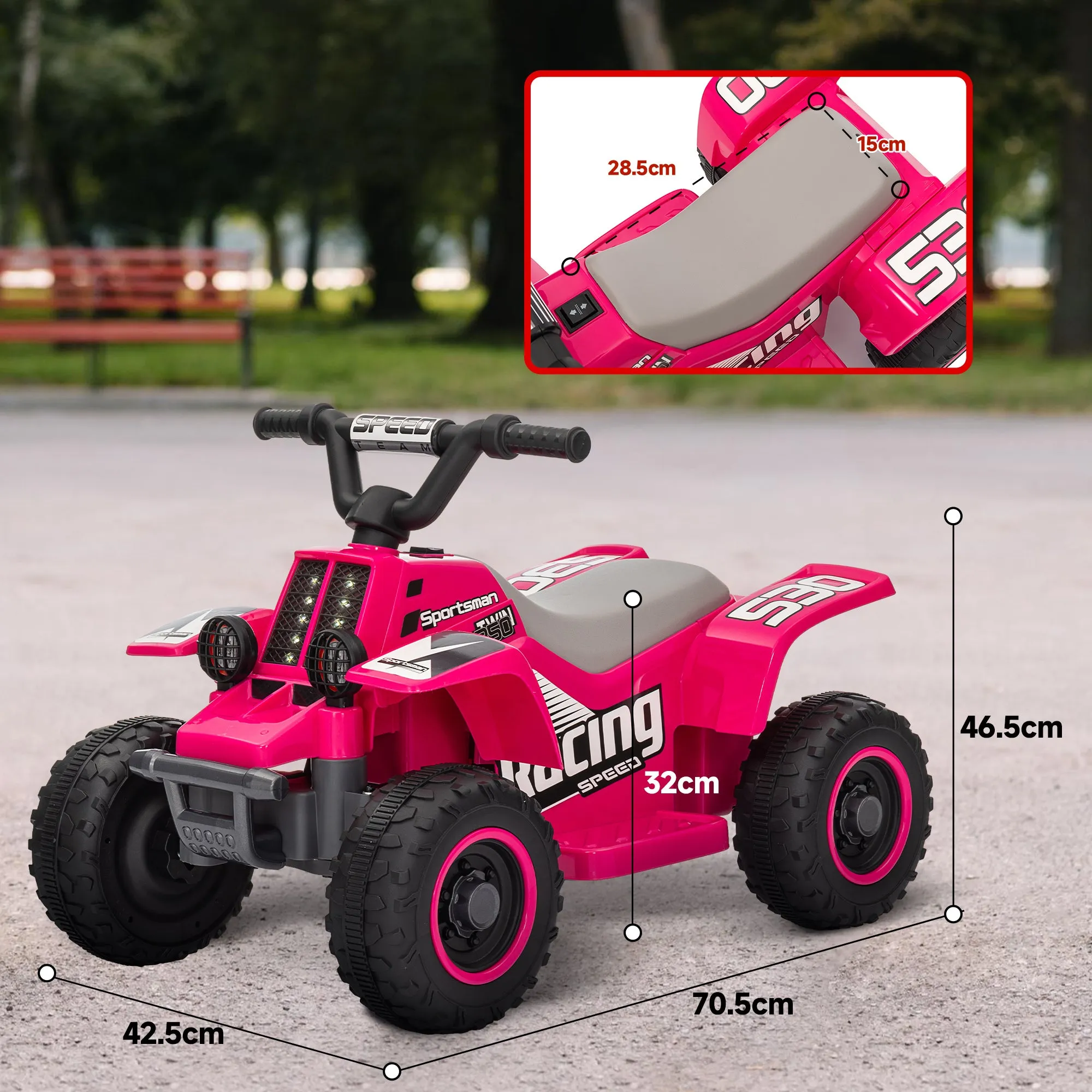 6V Electric Quad Bike for Kids w/ Forward Backward - Pink