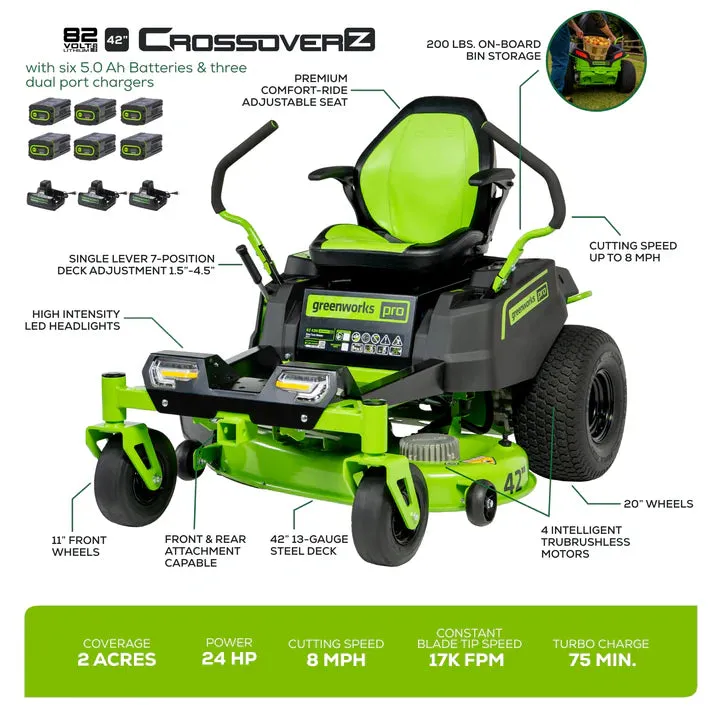 82V 42" CrossoverZ Ride-On Zero Turn Mower