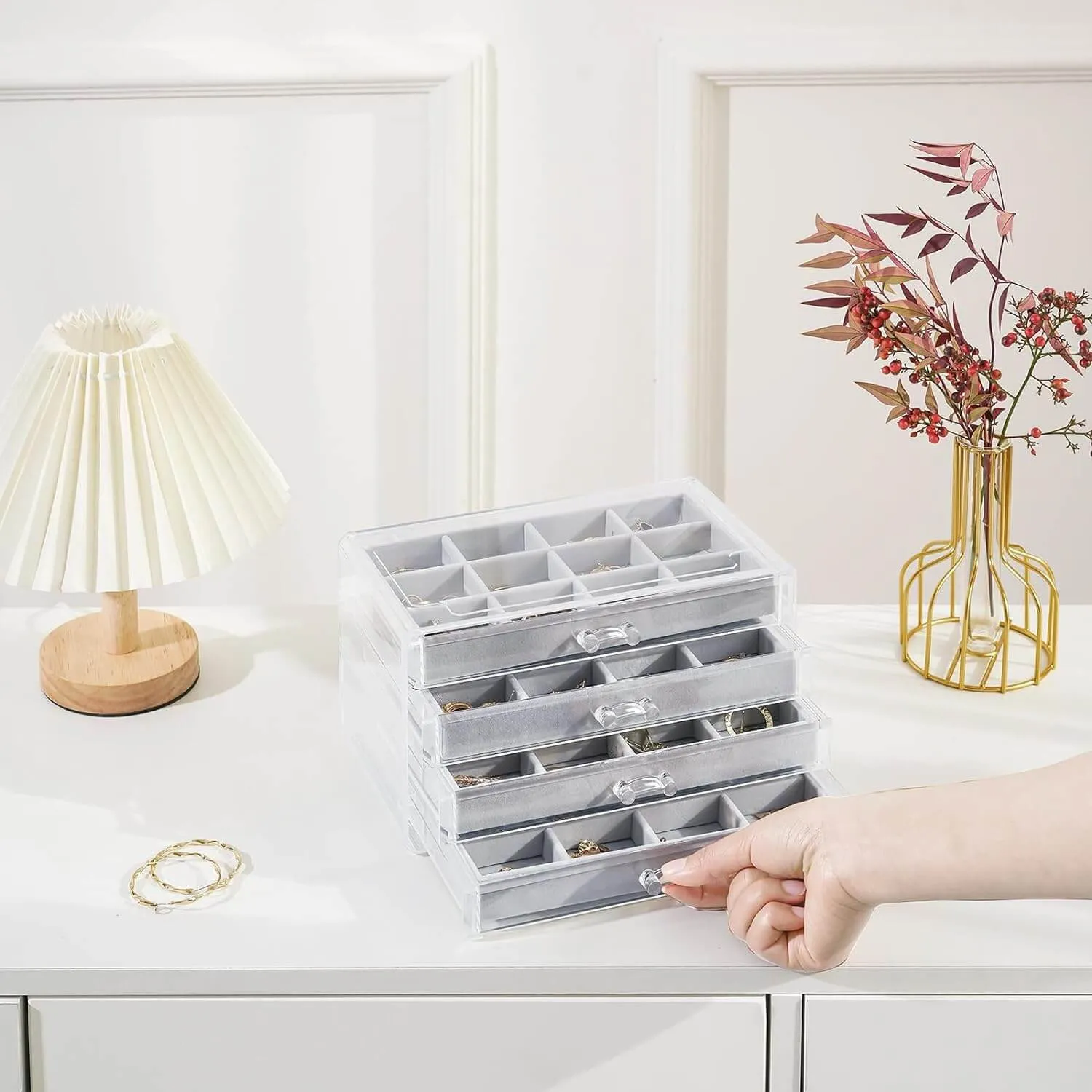 Acrylic Earring Organizer with Adjustable Velvet Trays | ProCase