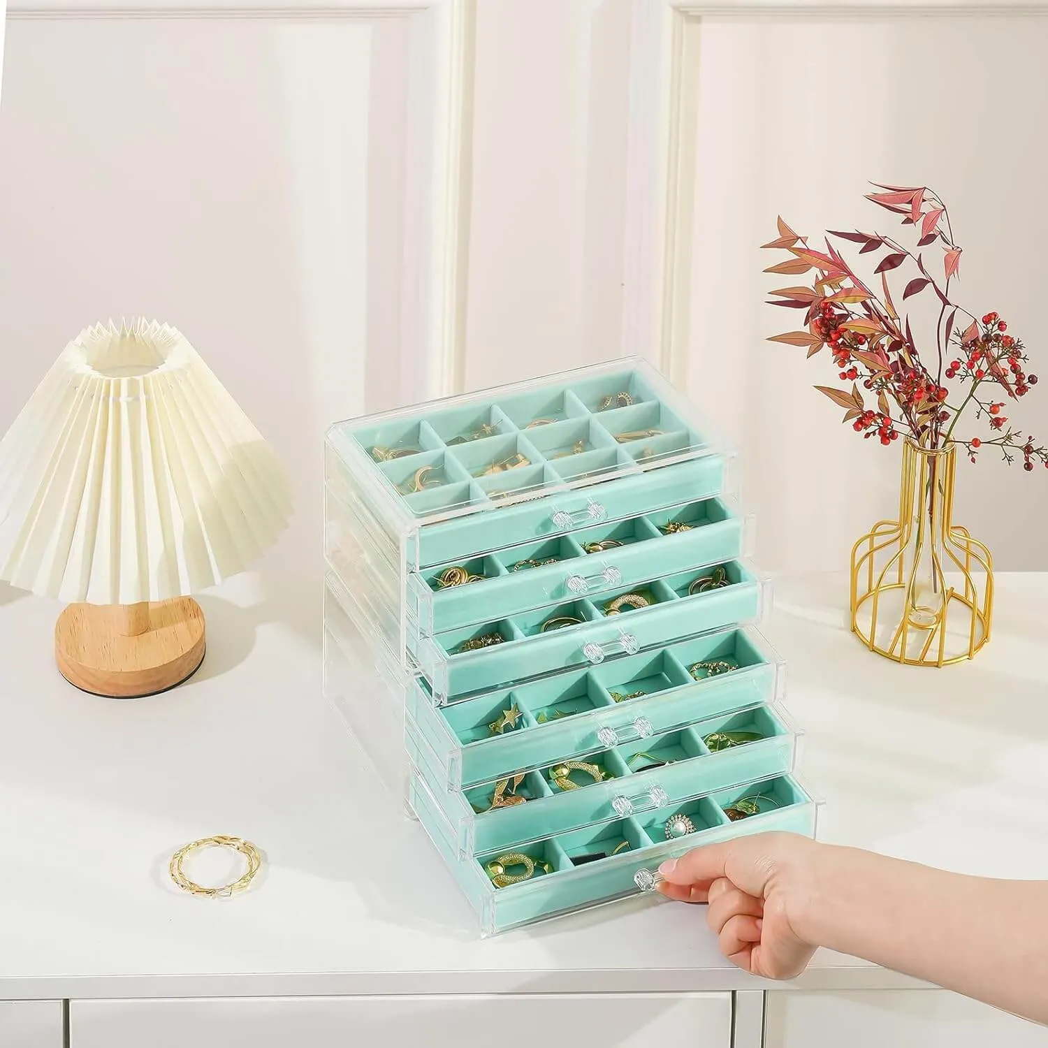 Acrylic Earring Organizer with Adjustable Velvet Trays | ProCase