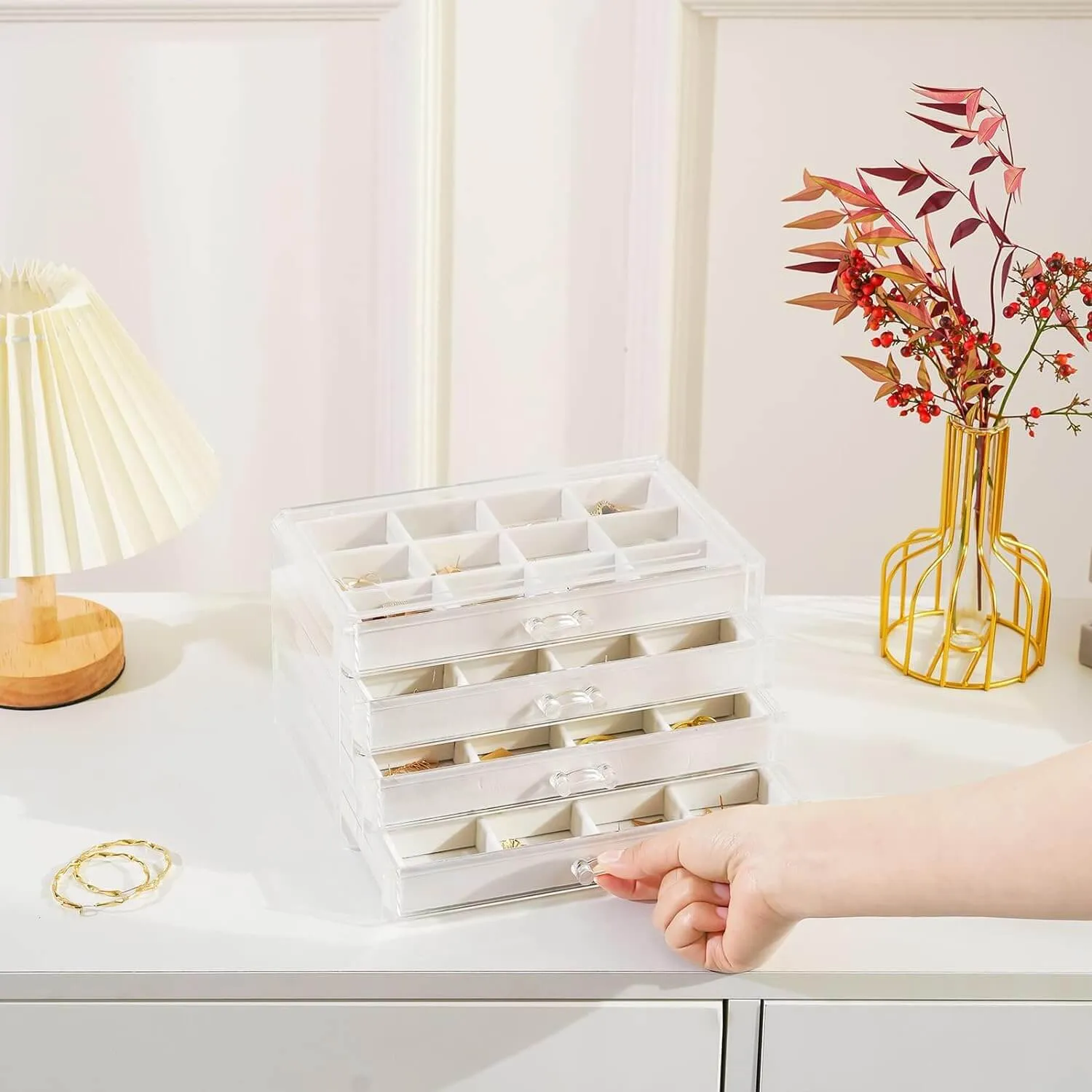 Acrylic Earring Organizer with Adjustable Velvet Trays | ProCase