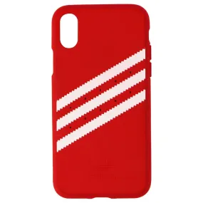 Adidas Moulded Suede Case for Apple iPhone X - Red/White Stripes