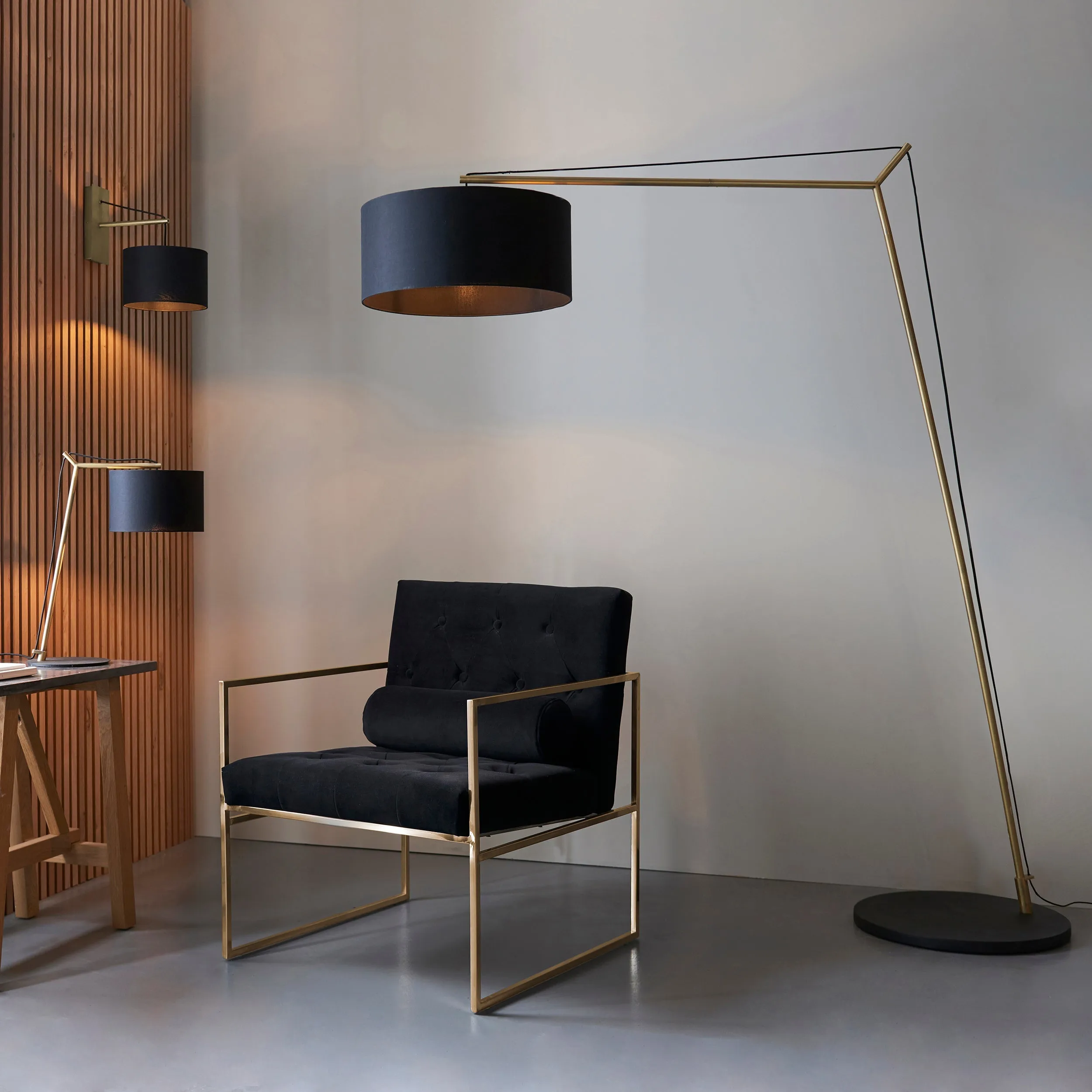 Amos Automic Table Lamp Matt Brass & Black