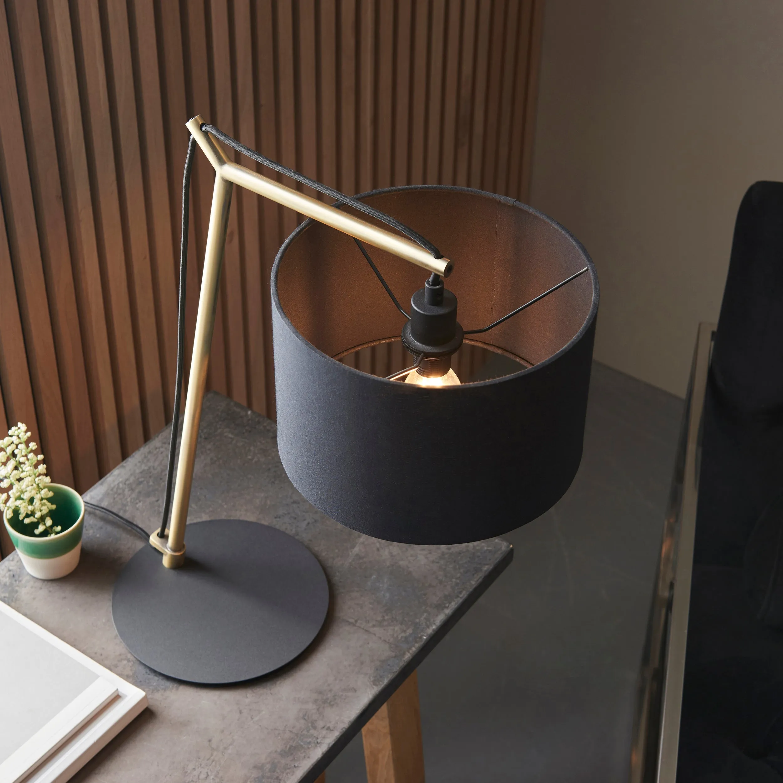 Amos Automic Table Lamp Matt Brass & Black