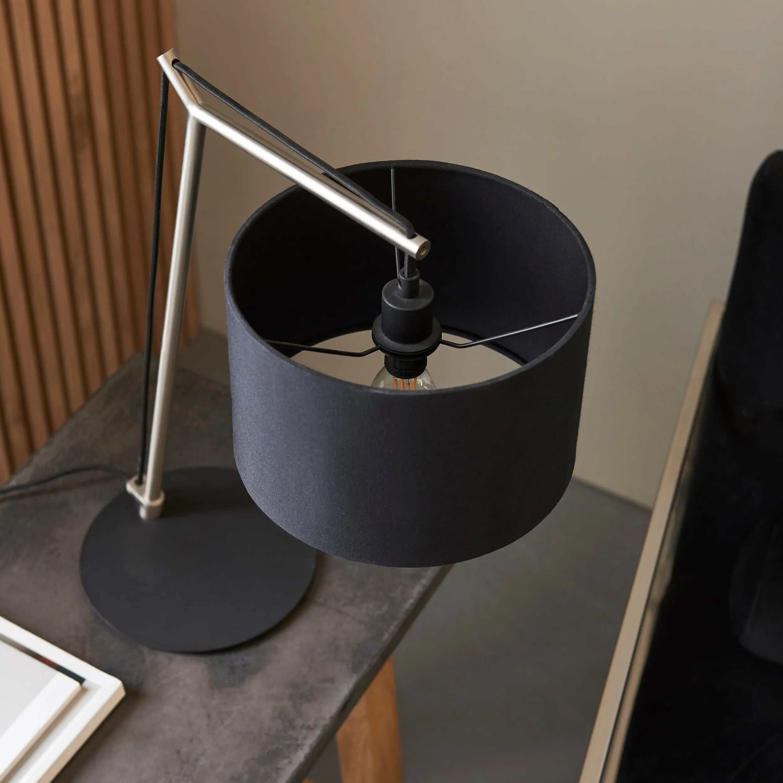 Amos Automic Table Lamp Matt Nickel & Black