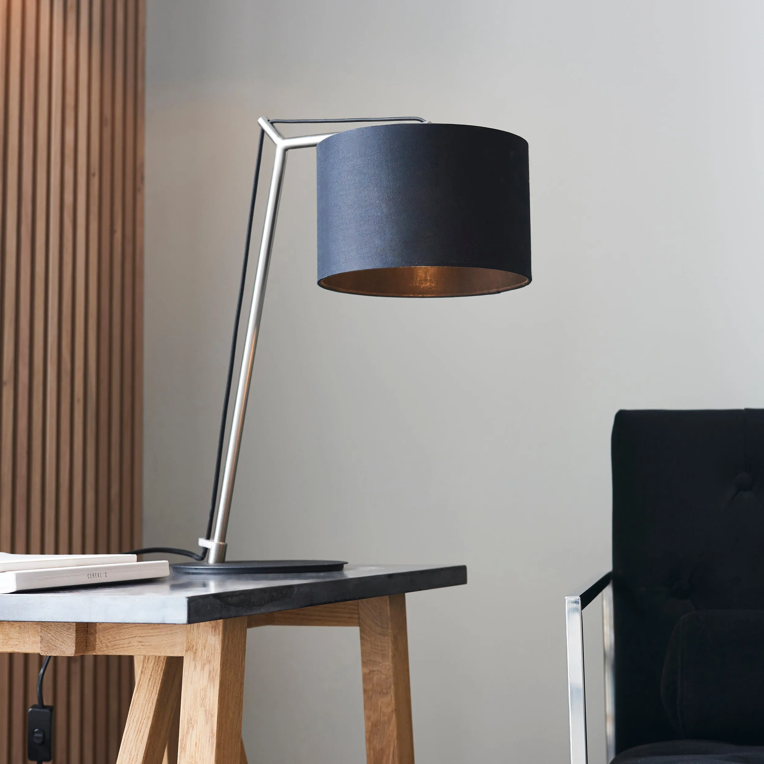 Amos Automic Table Lamp Matt Nickel & Black