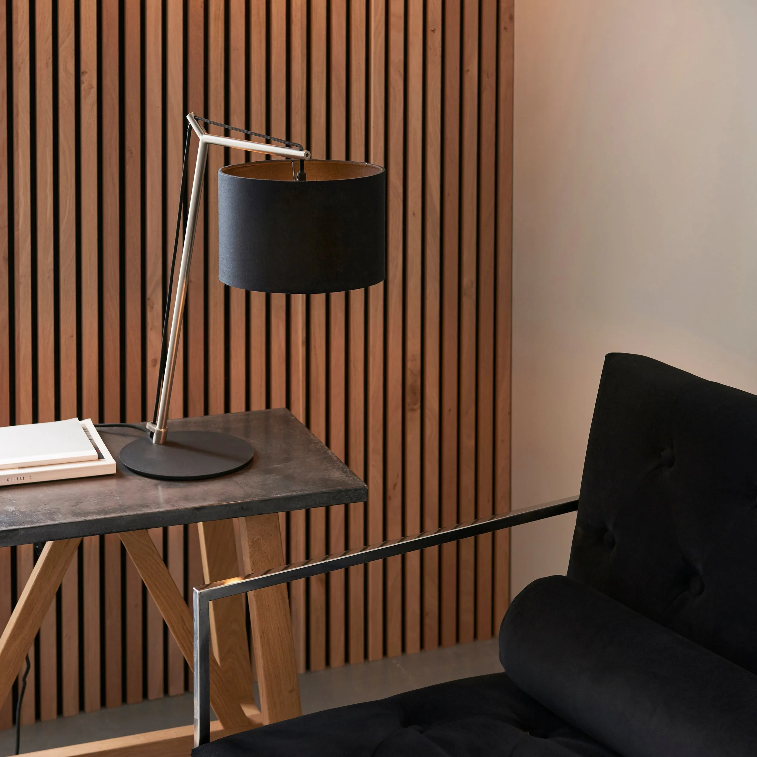 Amos Automic Table Lamp Matt Nickel & Black