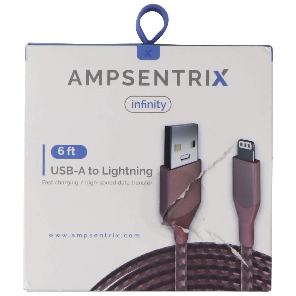 AmpSentrix Infinity (6-FT) USB-A to Lightning 8-pin Charge Cable - Rose