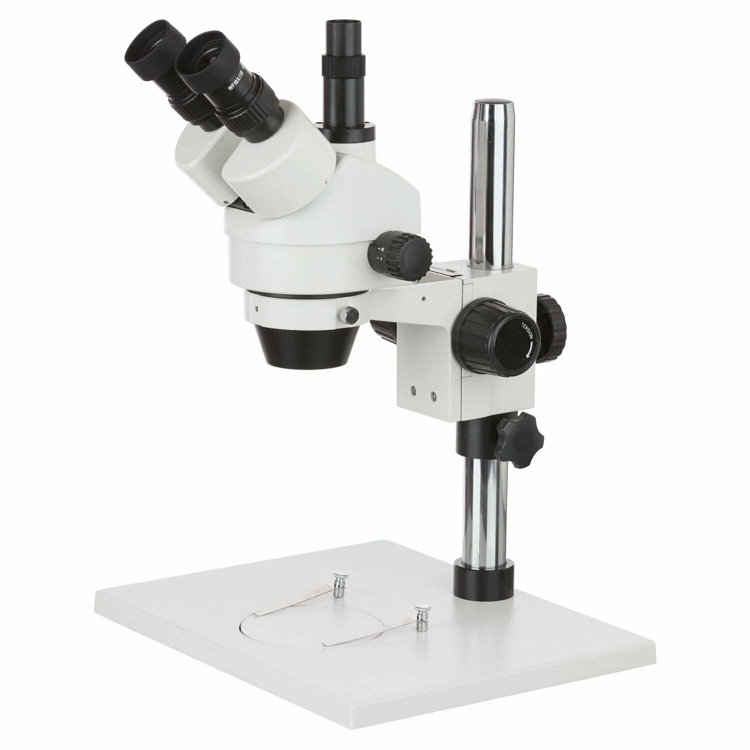 AmScope SM-1 Series Stereo Trinocular Inspection Microscope 7X-45X Magnification on XL Stand With 4-way Lights