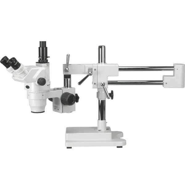 AmScope ZM-4 Series Professional Extreme Widefield Trinocular Stereo Microscope 6.7X-45X Magnification on 3D Boom Stand