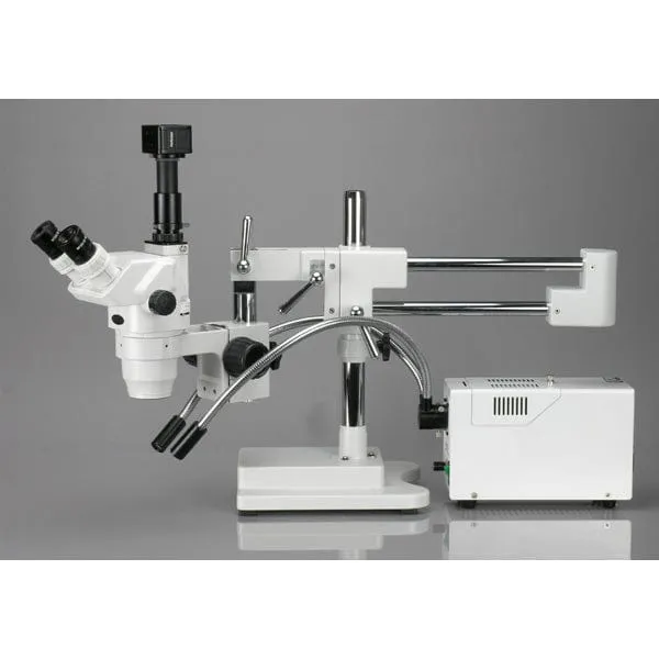 AmScope ZM-4 Series Professional Extreme Widefield Trinocular Stereo Microscope 6.7X-45X Magnification on 3D Boom Stand