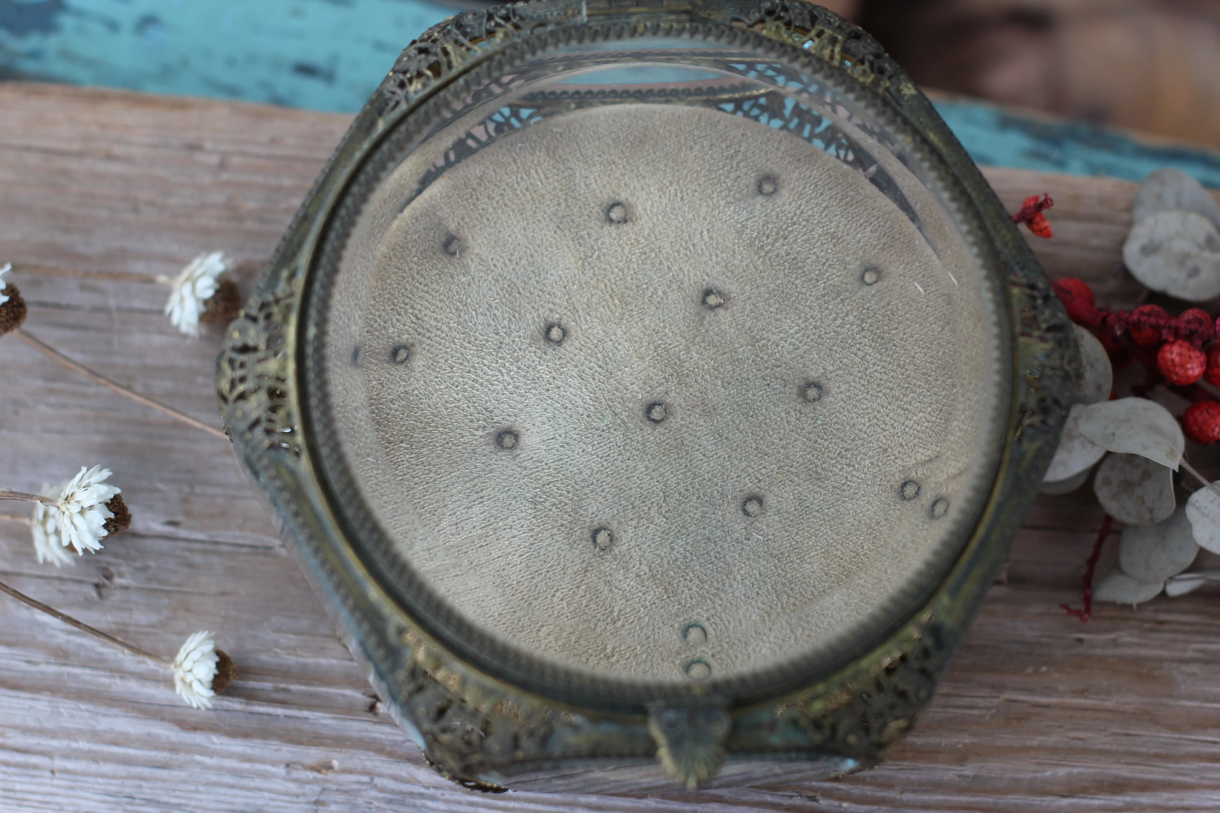 Antique Filigree Bronze Jewelry Box