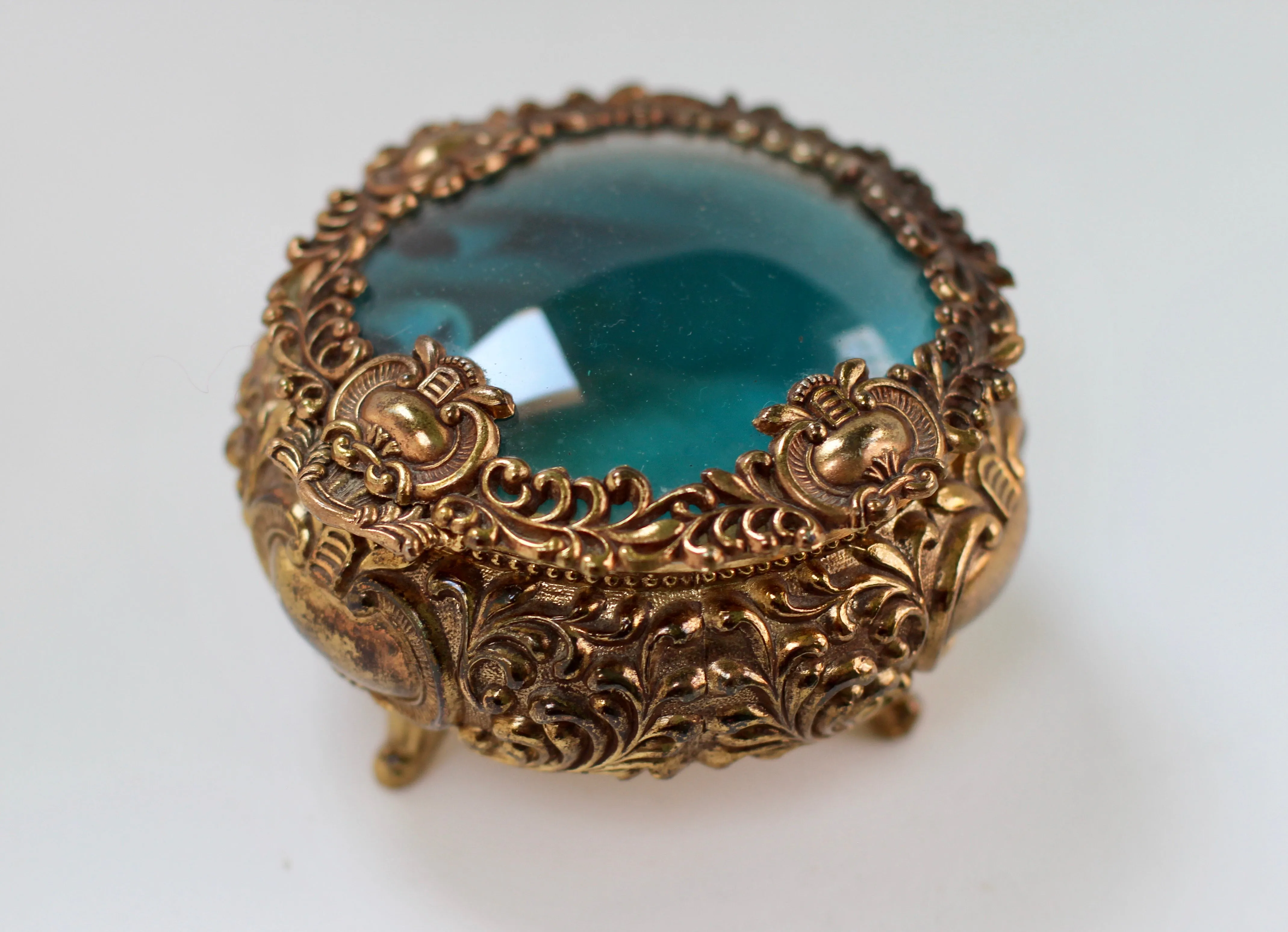 Antique Gold Gilt Jewelry Box