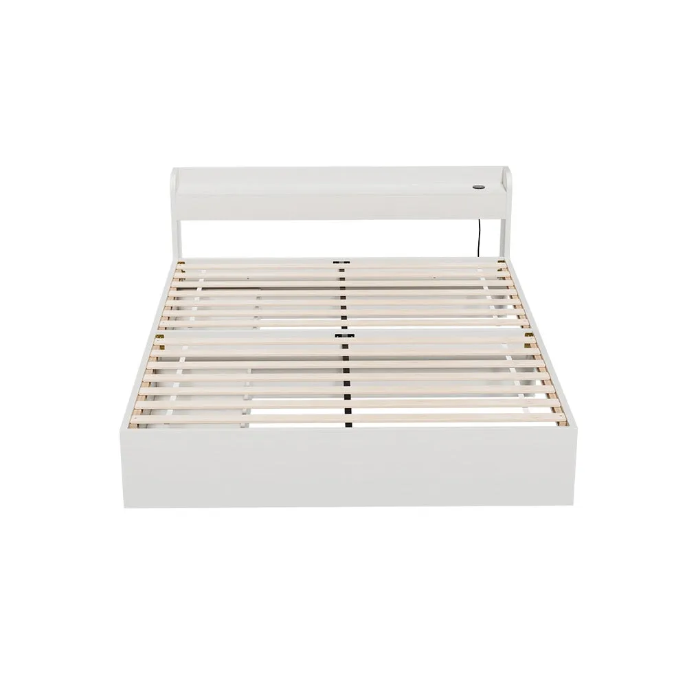 Aura Double Bed Frame With 2 Storage Drawers White