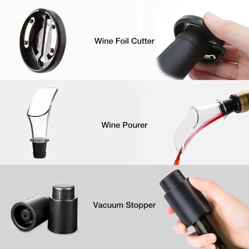 Automatic Corkscrew Wine Bottle Opener with USB Charging Cable Suit