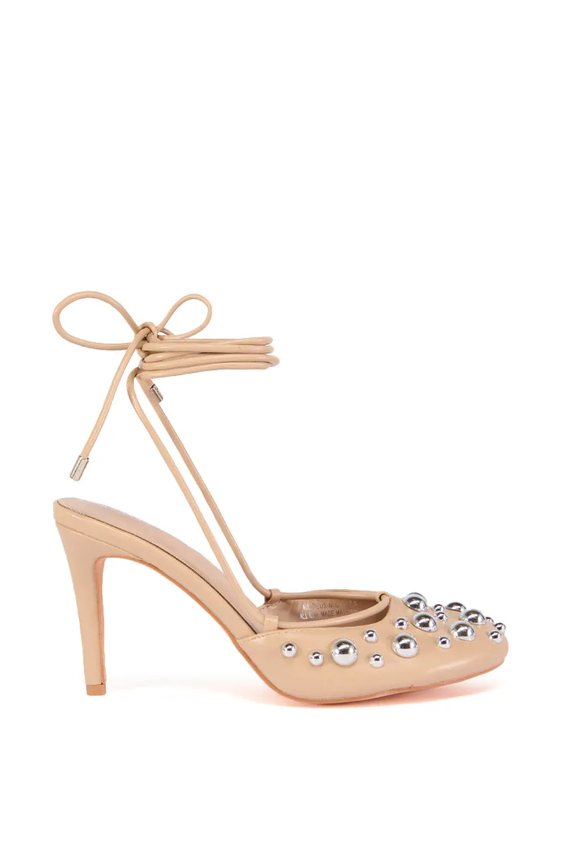 AZALEA WANG AMADEUS NUDE EMBELLISHED PUMP