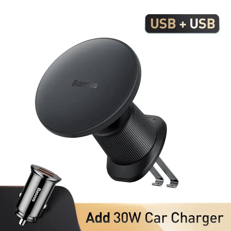 Baseus Magnetic Wireless Charger Car Phone Holder 15W Fast Charging Car Charger Holder For iPhone 14 13 12 Pro Max Light Effect