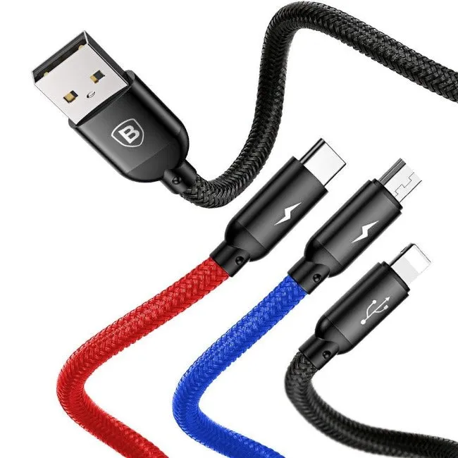 Baseus Three Primary Colors 3 in 1 Cable