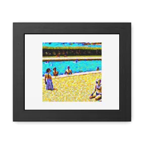 Bathers at Asnières With Humanoid Robots In The Style Of Georges Seurat 'Designed by AI' Wooden Framed Print