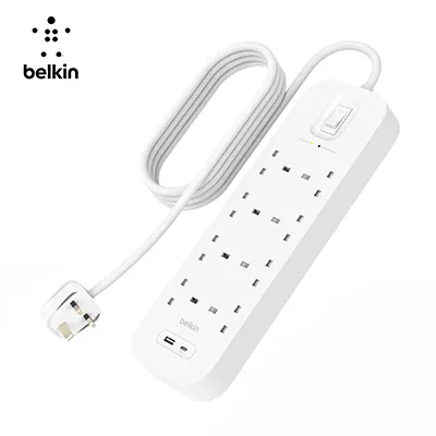 Belkin 8Way 2M Surge Protection Strip with USB A   C